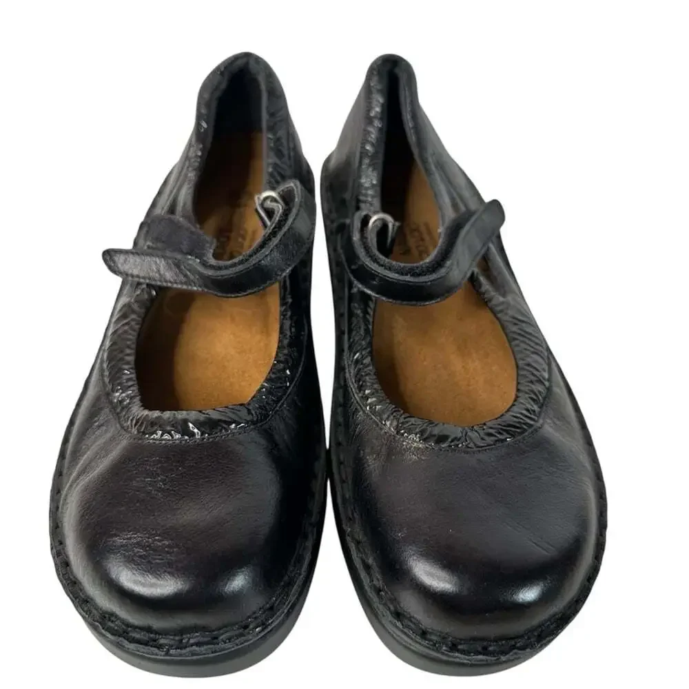 Naot Black Leather Mary Jane Comfort Career Teacher Shoes EU 37 Slip On Size 6